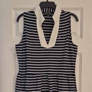 Nautica Navy and White Striped V-Neck Dress